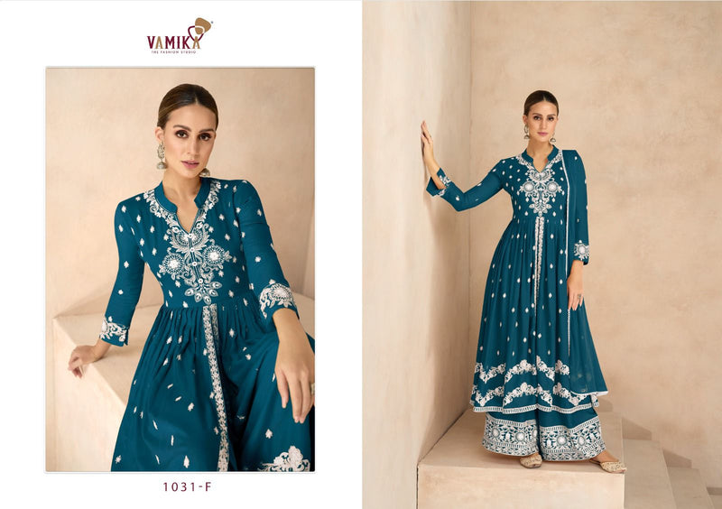 Vamika Lakhnavi Vol 6 Silver Rayon Fancy Thread Work Plazzo Suit Collection
