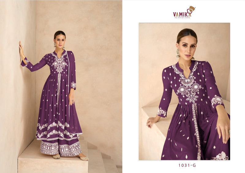 Vamika Lakhnavi Vol 6 Silver Rayon Fancy Thread Work Plazzo Suit Collection