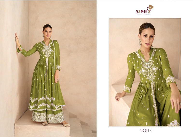 Vamika Lakhnavi Vol 6 Silver Rayon Fancy Thread Work Plazzo Suit Collection