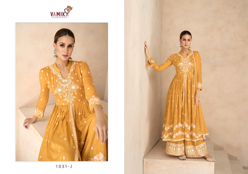 Vamika Lakhnavi Vol 6 Silver Rayon Fancy Thread Work Plazzo Suit Collection