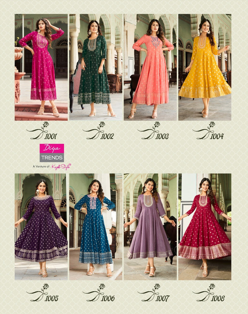Diya Trends Lakme Vol 1 Rayon Fancy Embroidery Designer Gows