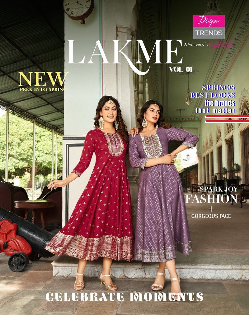 Diya Trends Lakme Vol 1 Rayon Fancy Embroidery Designer Gows