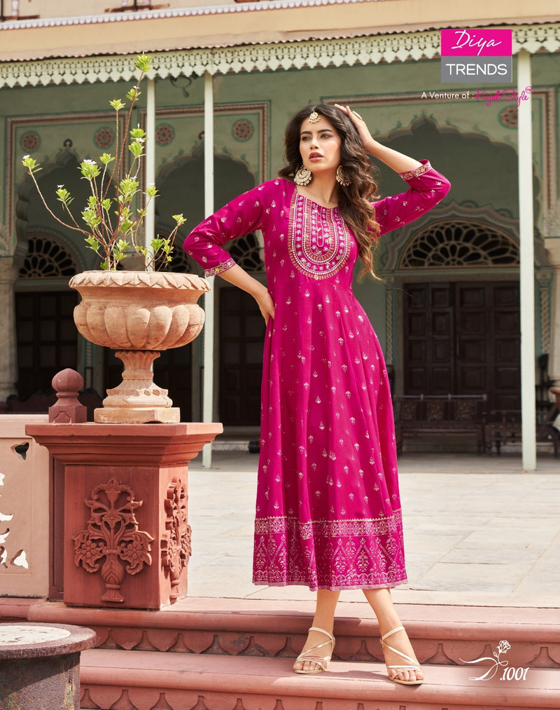 Diya Trends Lakme Vol 1 Rayon Fancy Embroidery Designer Gows