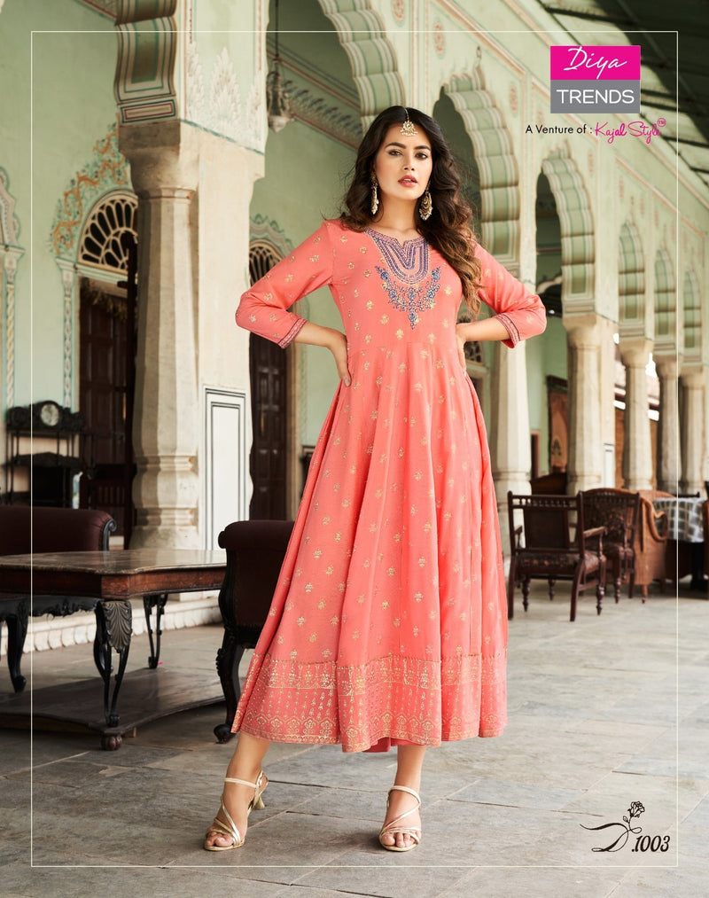 Diya Trends Lakme Vol 1 Rayon Fancy Embroidery Designer Gows
