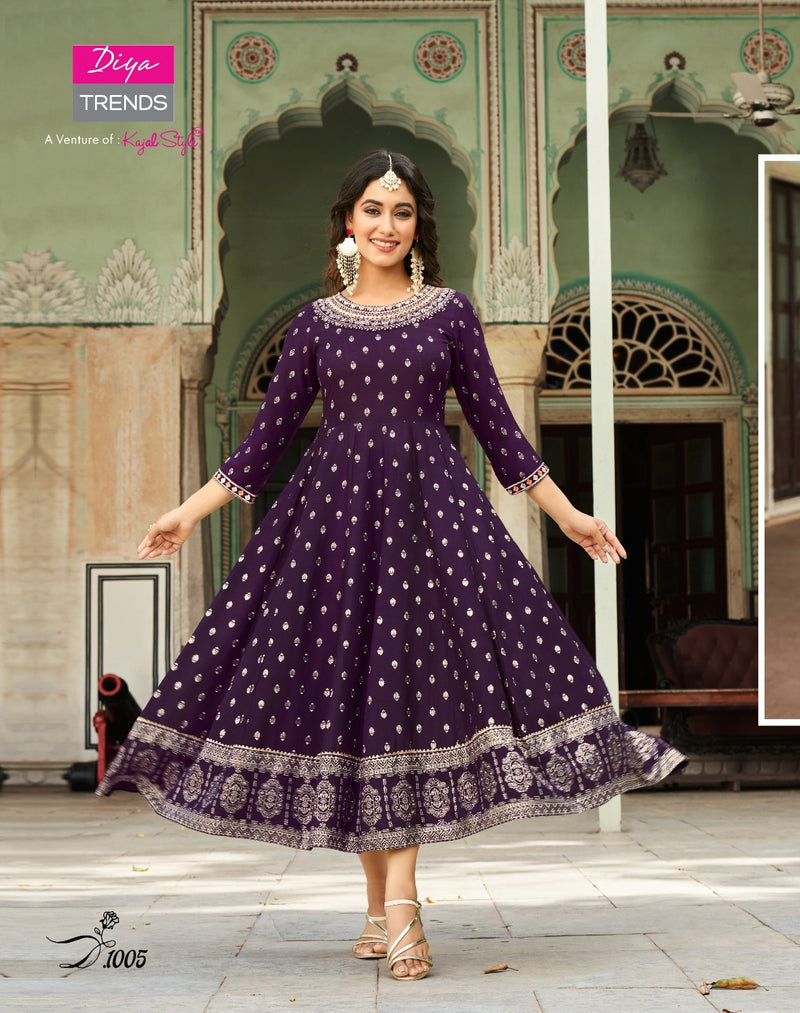 Diya Trends Lakme Vol 1 Rayon Fancy Embroidery Designer Gows