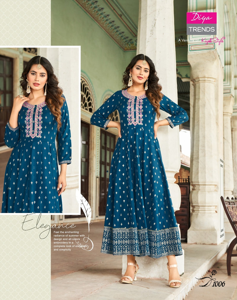Diya Trends Lakme Vol 1 Rayon Fancy Embroidery Designer Gows