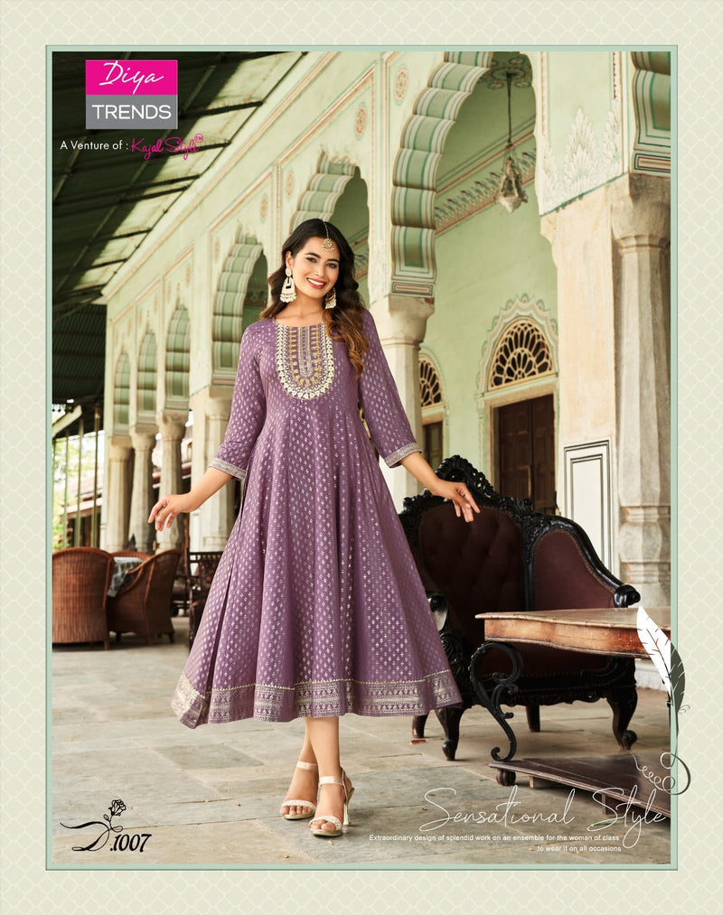 Diya Trends Lakme Vol 1 Rayon Fancy Embroidery Designer Gows