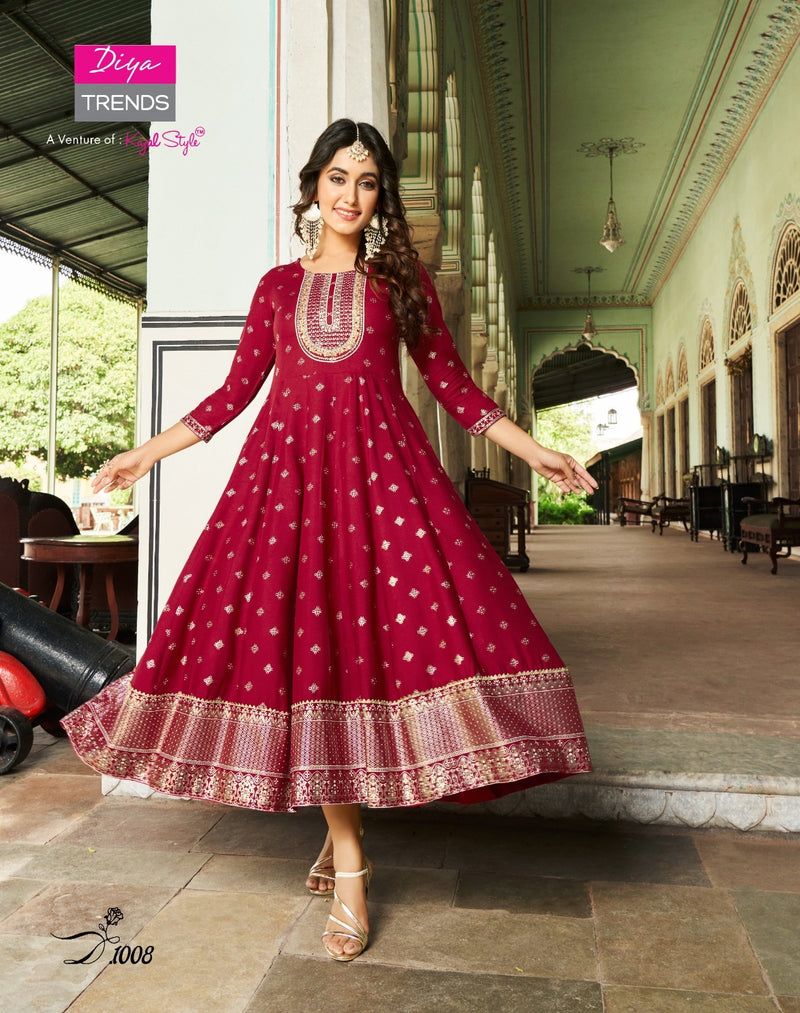 Diya Trends Lakme Vol 1 Rayon Fancy Embroidery Designer Gows