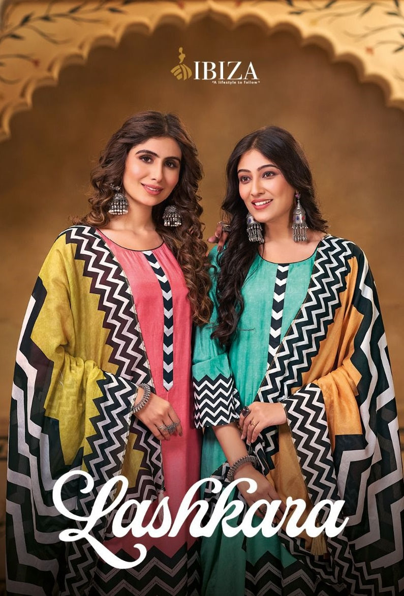 Ibiza Lashkara Muslin Digital Printe With Handwork Salwar Suit