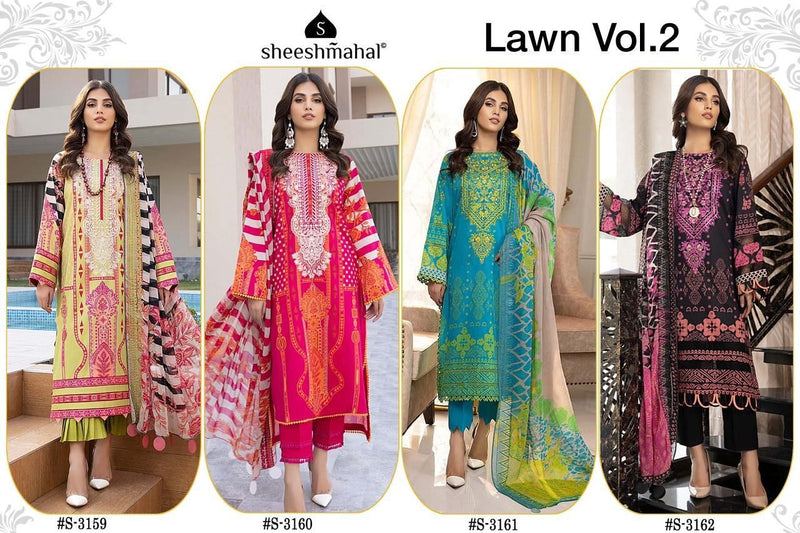 Sheeshmahal Lawn Collection Vol 2 Lawn Cotton Print With Embroidery Designer Salwar Kameez