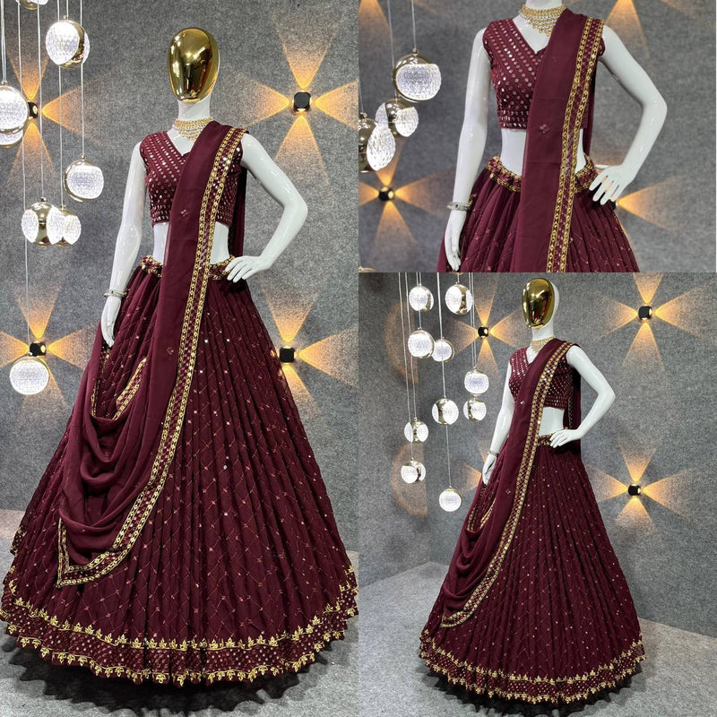 Mf Lehnga Choli Collection Georgette Heavy Sequence Work Lehnga Choli