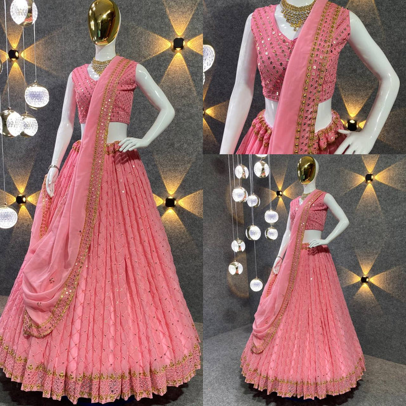 Mf Lehnga Choli Collection Georgette Heavy Sequence Work Lehnga Choli
