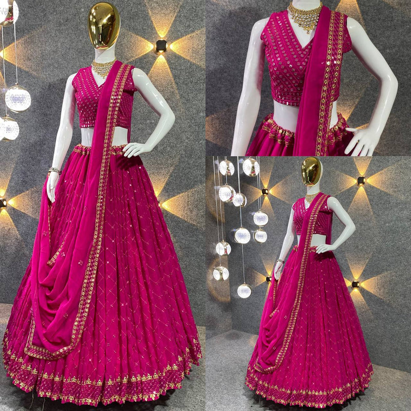 Mf Lehnga Choli Collection Georgette Heavy Sequence Work Lehnga Choli