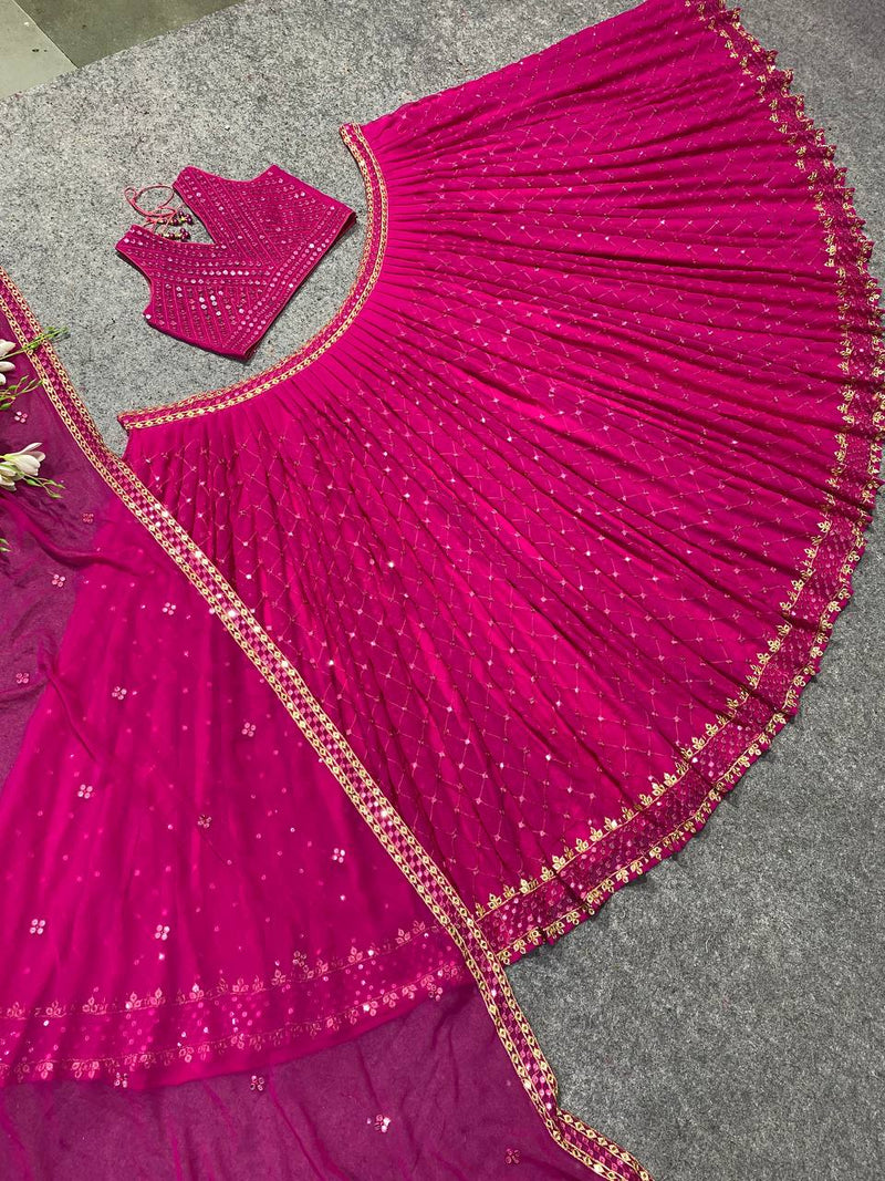 Mf Lehnga Choli Collection Georgette Heavy Sequence Work Lehnga Choli