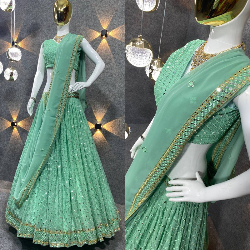 Mf Lehnga Choli Collection Georgette Heavy Sequence Work Lehnga Choli