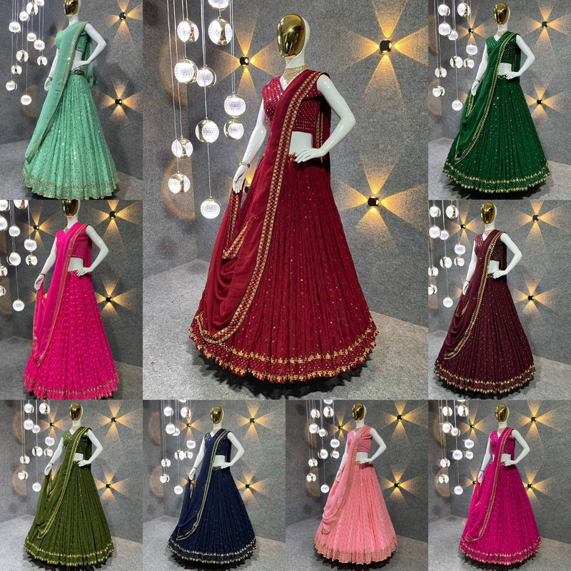 Mf Lehnga Choli Collection Georgette Heavy Sequence Work Lehnga Choli