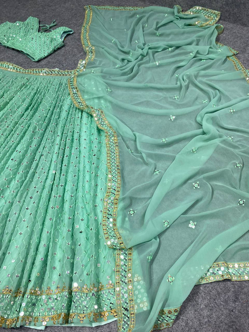 Mf Lehnga Choli Collection Georgette Heavy Sequence Work Lehnga Choli