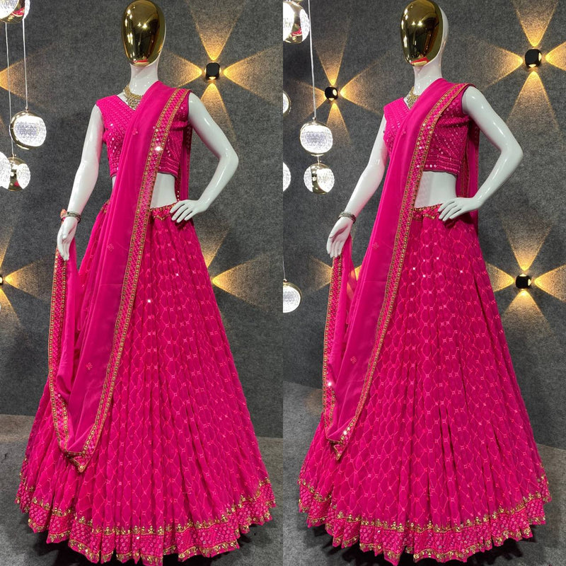 Mf Lehnga Choli Collection Georgette Heavy Sequence Work Lehnga Choli