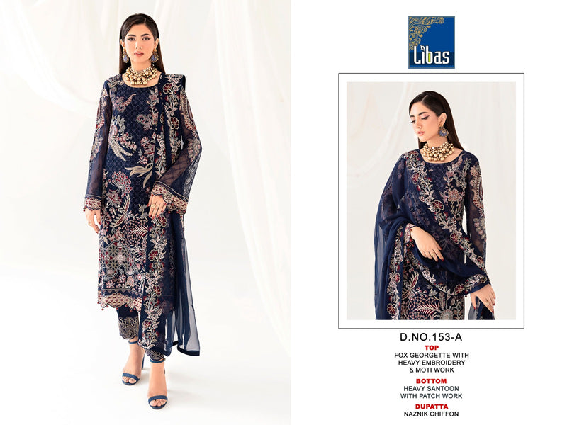 Libas D No 153 Fox Georgette With Heavy Embroidery Work Pakistani Suit Collection
