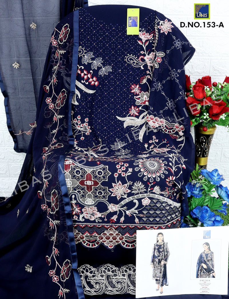 Libas D No 153 Fox Georgette With Heavy Embroidery Work Pakistani Suit Collection