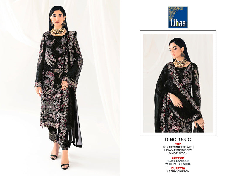 Libas D No 153 Fox Georgette With Heavy Embroidery Work Pakistani Suit Collection