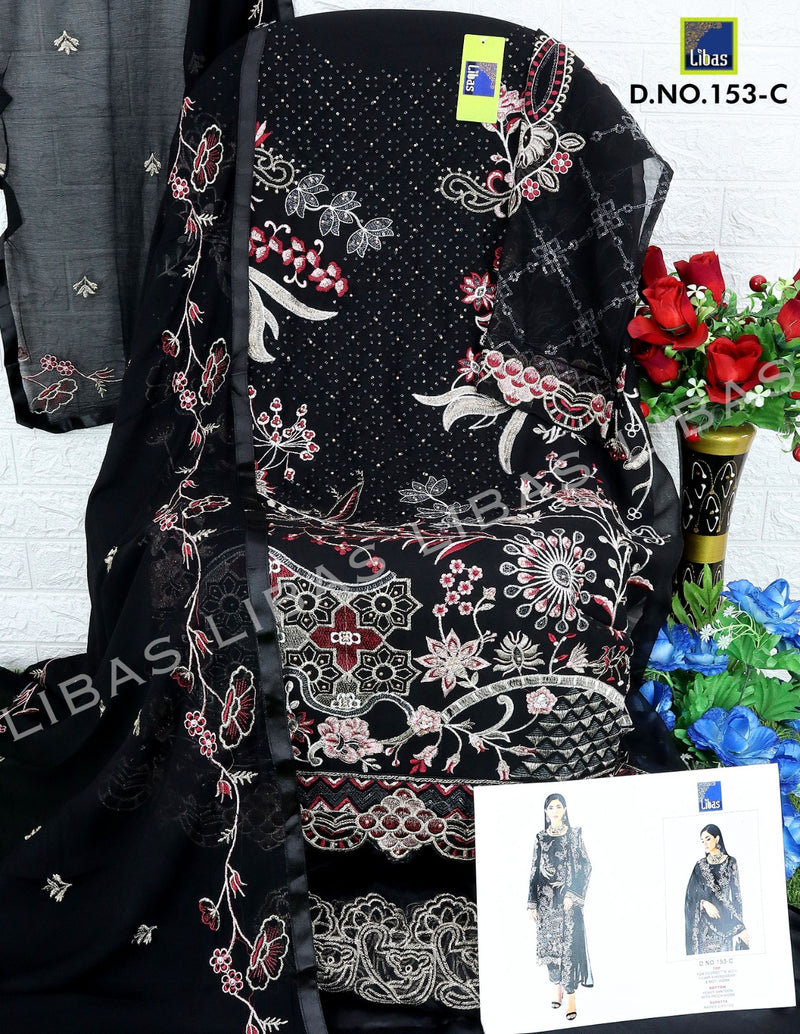 Libas D No 153 Fox Georgette With Heavy Embroidery Work Pakistani Suit Collection