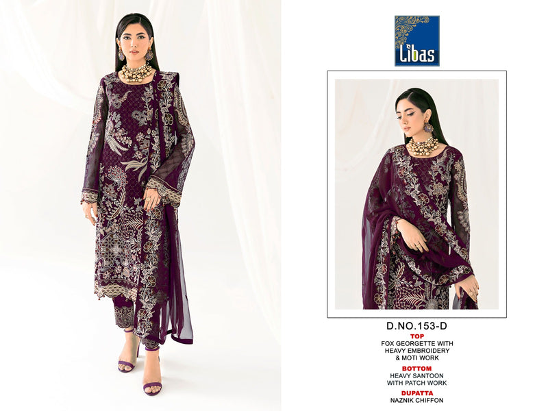 Libas D No 153 Fox Georgette With Heavy Embroidery Work Pakistani Suit Collection