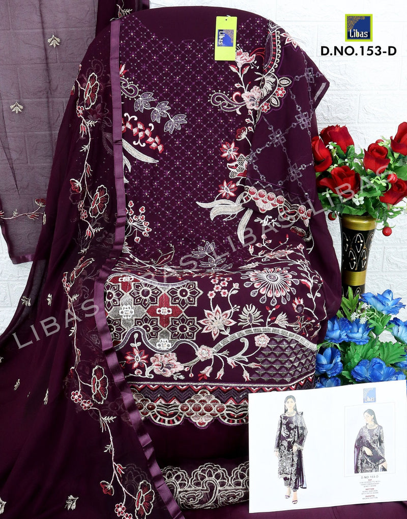 Libas D No 153 Fox Georgette With Heavy Embroidery Work Pakistani Suit Collection