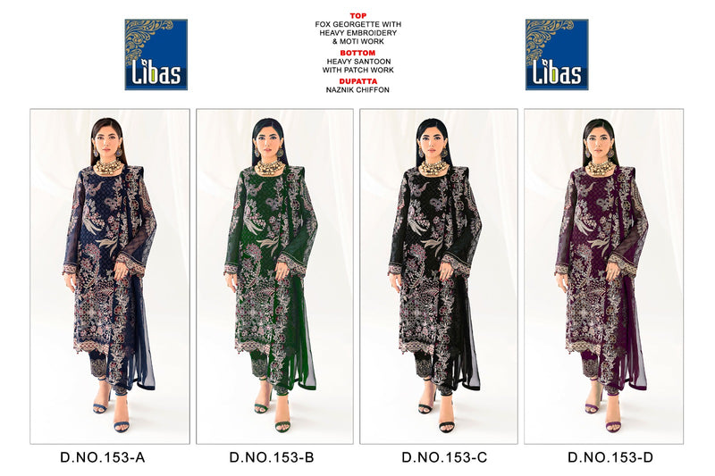 Libas D No 153 Fox Georgette With Heavy Embroidery Work Pakistani Suit Collection