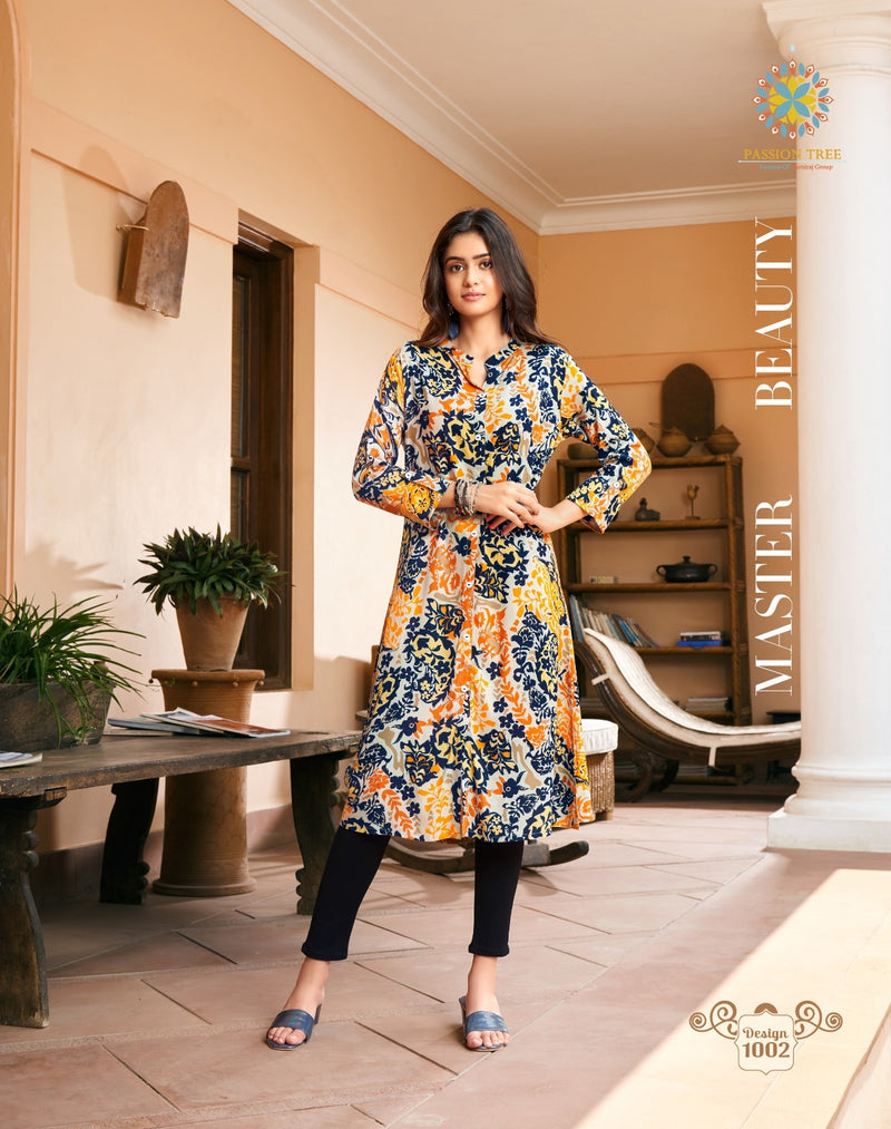 Passion Tree Life Style Vol 1 Printed Rayon Fancy A Line Pattern Kurtis
