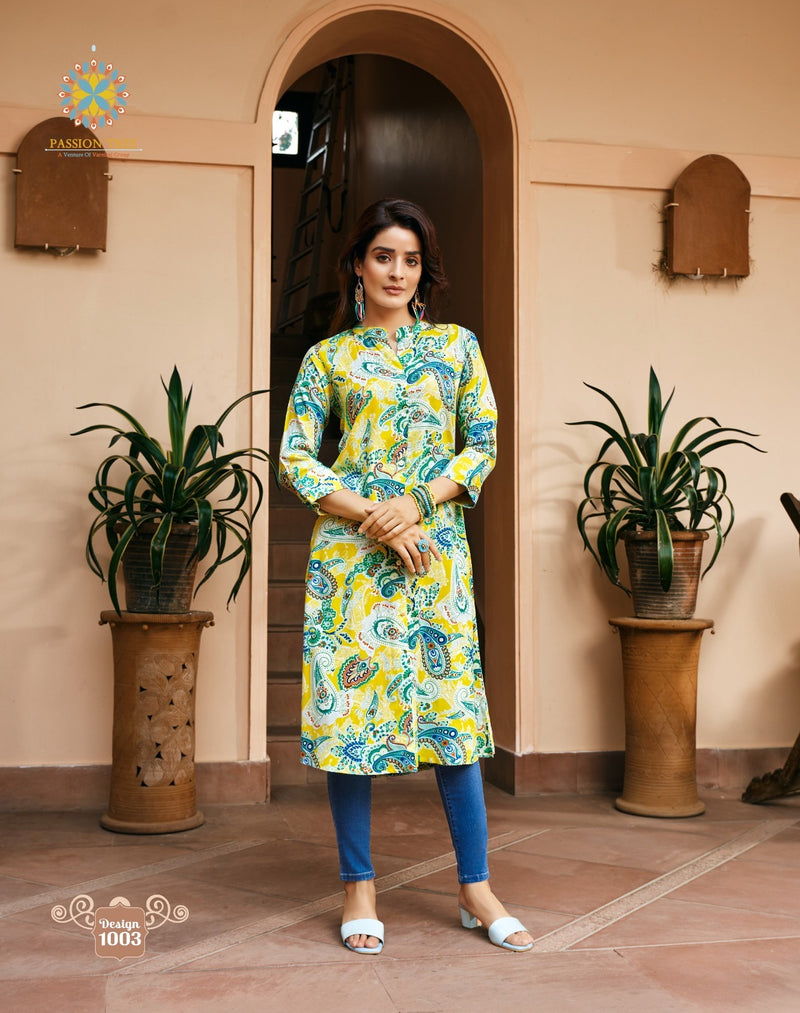 Passion Tree Life Style Vol 1 Printed Rayon Fancy A Line Pattern Kurtis