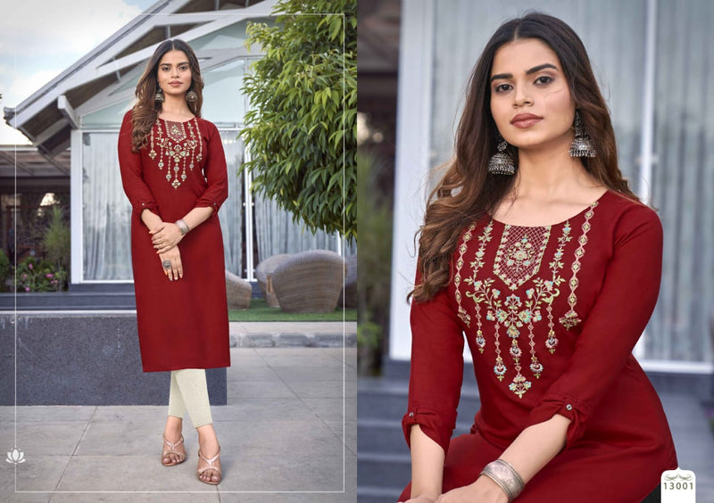 Kalaroop Kajree Fashion Lily Vol 24 Rayon Fancy Embroidery Work Kurtis