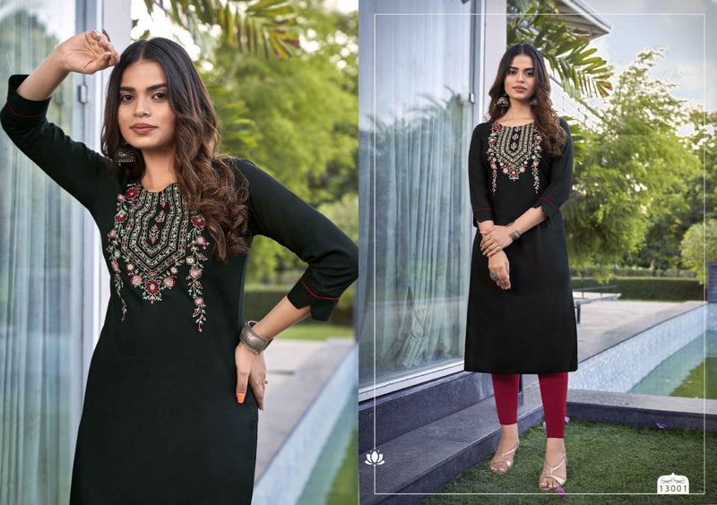 Kalaroop Kajree Fashion Lily Vol 24 Rayon Fancy Embroidery Work Kurtis