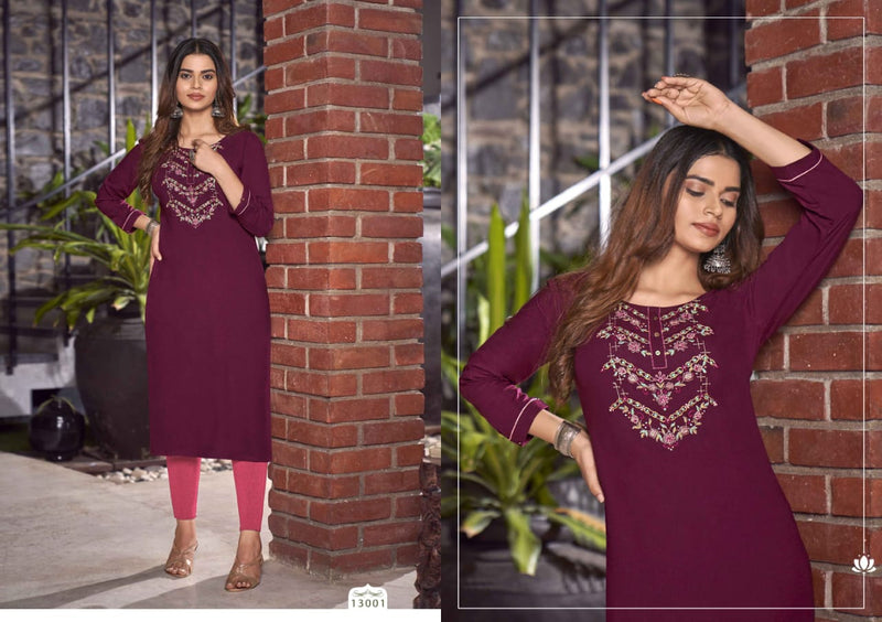 Kalaroop Kajree Fashion Lily Vol 24 Rayon Fancy Embroidery Work Kurtis