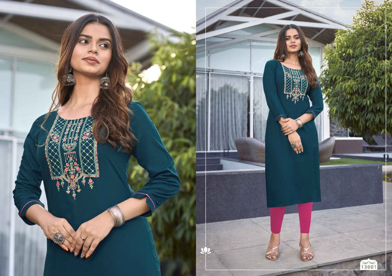 Kalaroop Kajree Fashion Lily Vol 24 Rayon Fancy Embroidery Work Kurtis