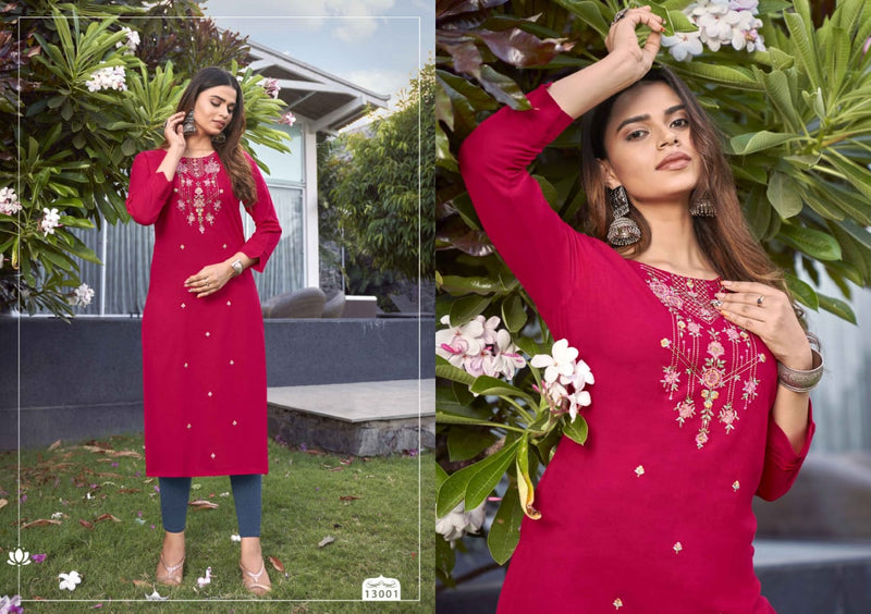 Kalaroop Kajree Fashion Lily Vol 24 Rayon Fancy Embroidery Work Kurtis