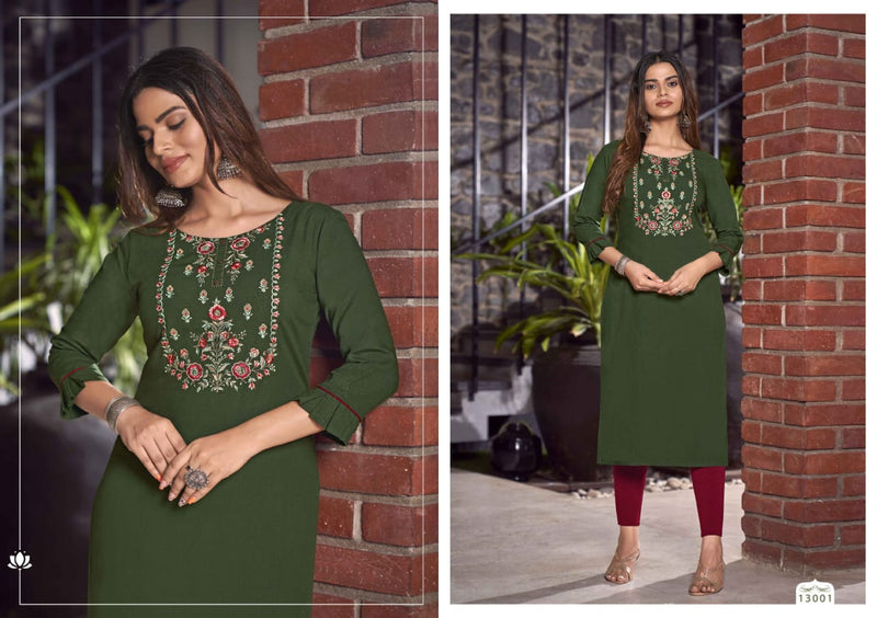 Kalaroop Kajree Fashion Lily Vol 24 Rayon Fancy Embroidery Work Kurtis