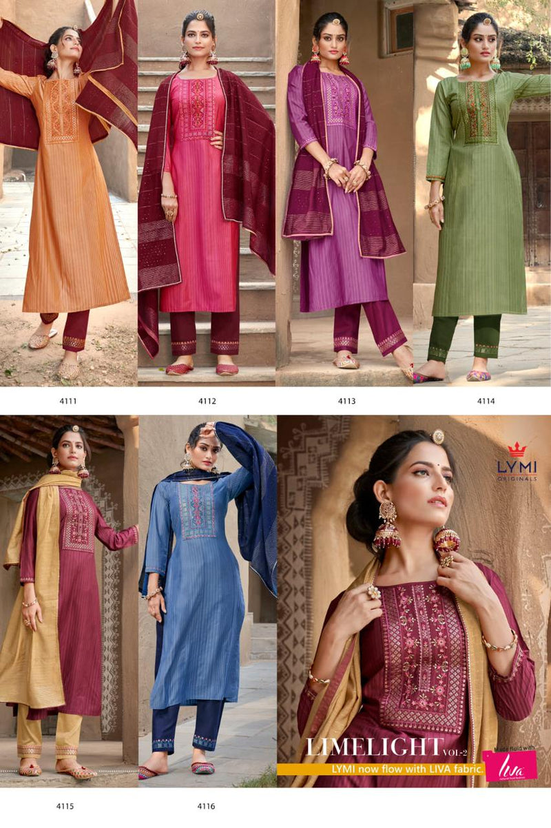Rangoon Limelight Vol 2 Silk Embroidery Designer Kurti Collection