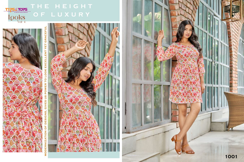 Tips And Tops Looks Vol 4 Rayon Prints Fancy Western Kurtis