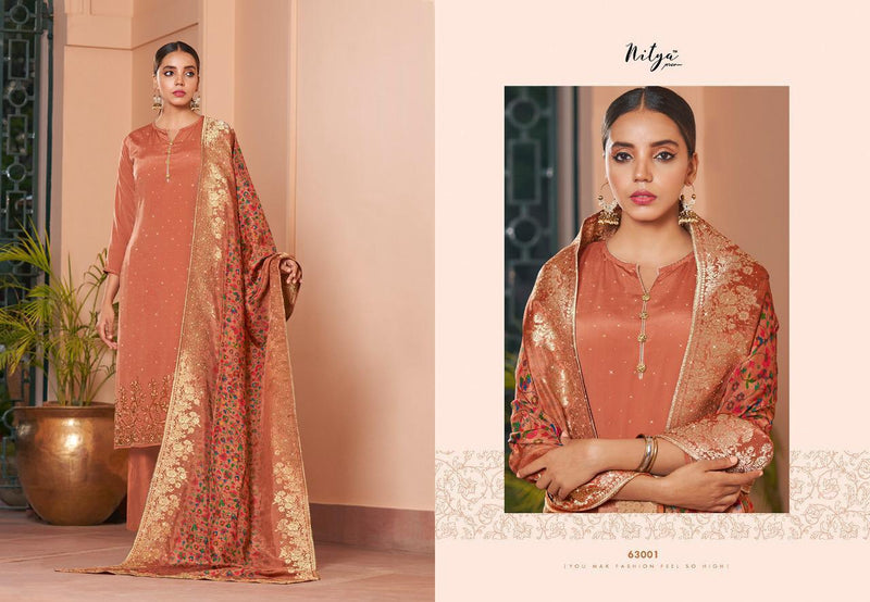 Lt Launched Nitya Vol 163 Natural Crape With Swarovski Work Dress Materials