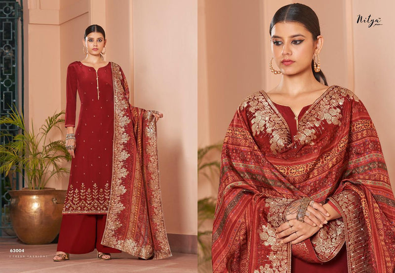Lt Launched Nitya Vol 163 Natural Crape With Swarovski Work Dress Materials