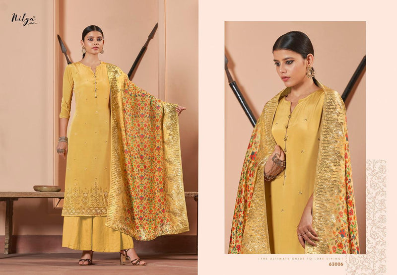 Lt Launched Nitya Vol 163 Natural Crape With Swarovski Work Dress Materials