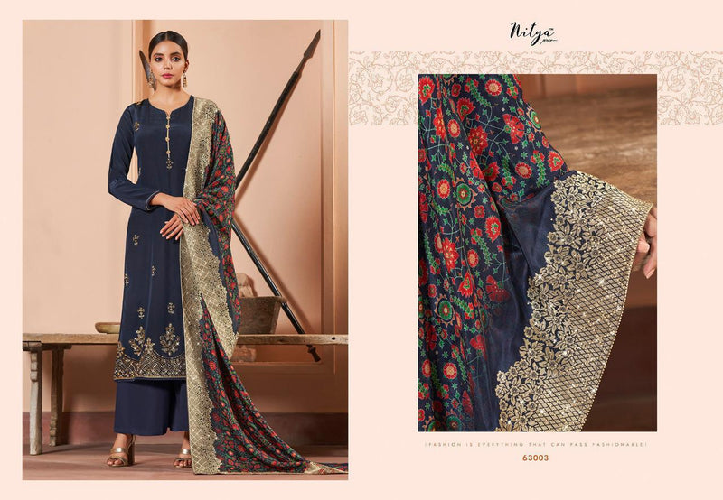 Lt Launched Nitya Vol 163 Natural Crape With Swarovski Work Dress Materials