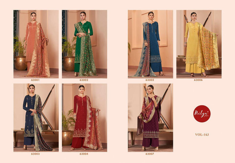Lt Launched Nitya Vol 163 Natural Crape With Swarovski Work Dress Materials