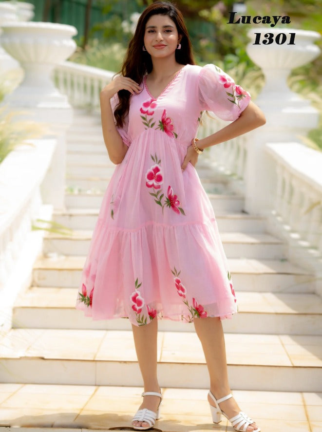 Lucaya Vol 13 Fancy Digital Printed Round Frill Gown Style Fancy Kurtis