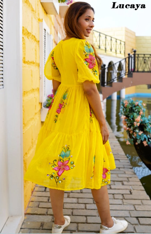 Lucaya Vol 13 Fancy Digital Printed Round Frill Gown Style Fancy Kurtis