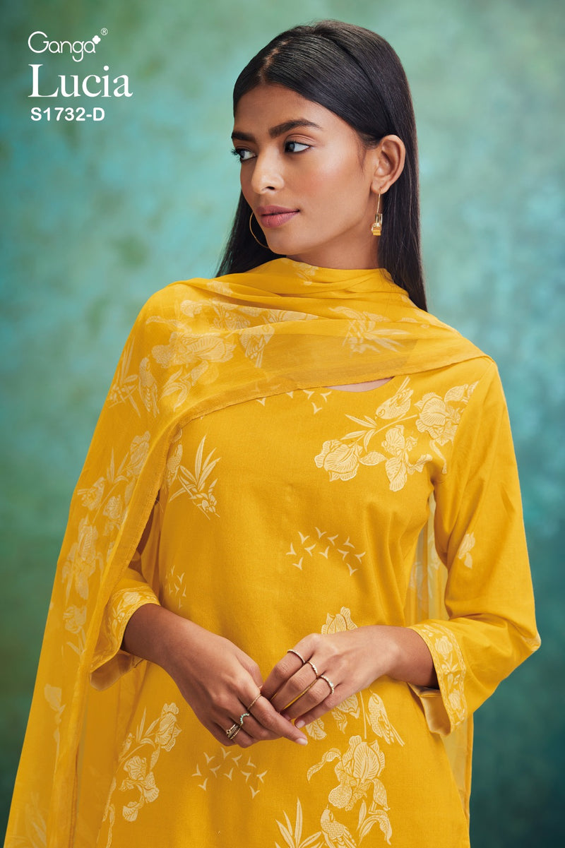 Ganga Lucia 1732 Cotton Printed With Fancy Hand Work Designer Suits