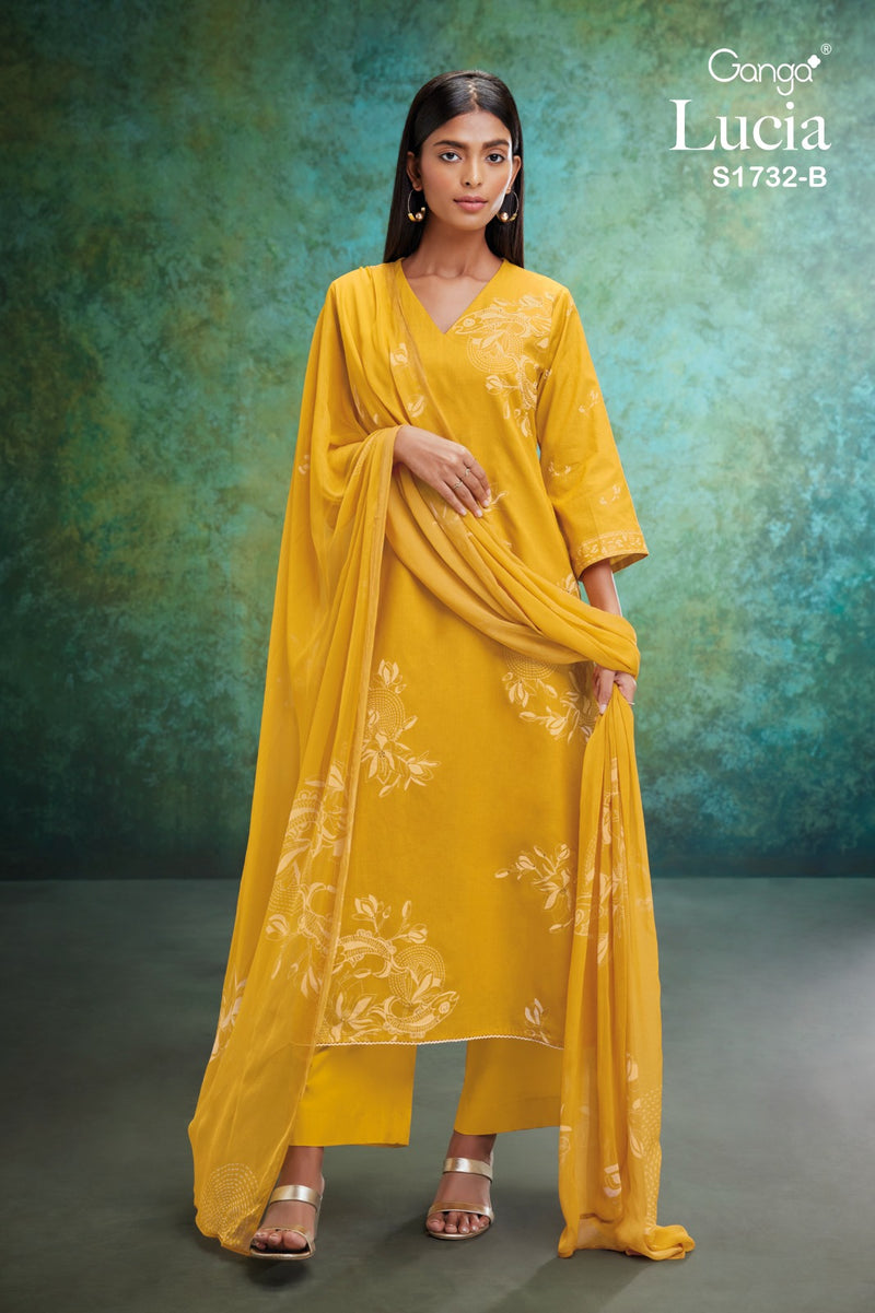 Ganga Lucia 1732 Cotton Printed With Fancy Hand Work Designer Suits