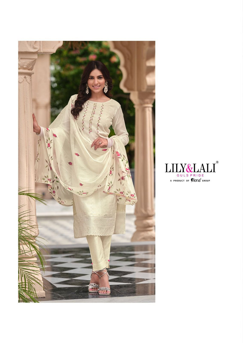 Lily And Lali Lucknowi Schiffli Work Handwork Chanderi Silk Fancy Partywear Kurti