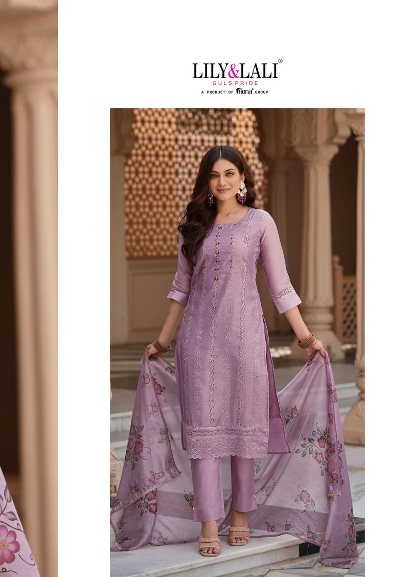 Lily And Lali Lucknowi Schiffli Work Handwork Chanderi Silk Fancy Partywear Kurti